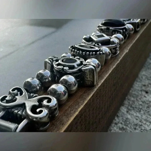 925 Sterling Silver Mixed Gemstone Slide Charm Bracelet - Picture 8 of 15